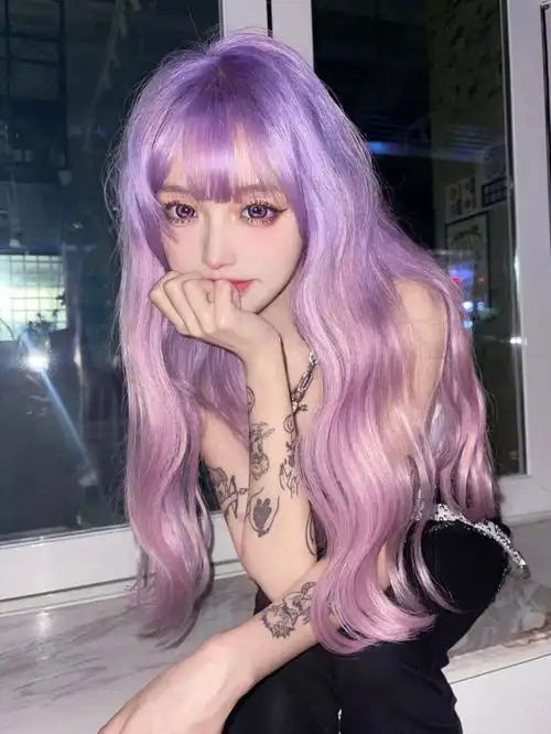 浪漫紫粉渐变发色