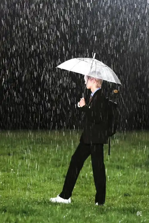 朱志鑫雨中打伞饭拍##朱志鑫是从漫画里走出来的吧