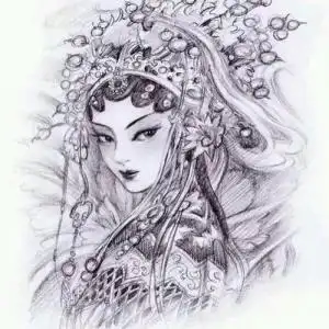 京剧青衣纹身手稿图片2020-11-26 14:36:15彩绘京剧花旦纹身手稿图片