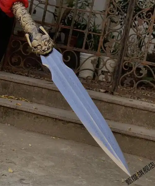 霸王枪花纹钢长i枪头长矛古代赵云枪红缨枪未开刃白色60以上44cm