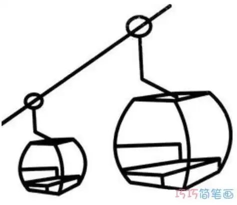 缆车简笔画索道缆车简笔画