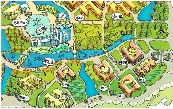 q版手绘校园地图新鲜出炉萌翻网友