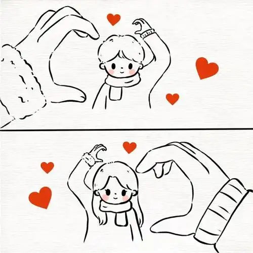 比心7315#情侣头像  #简笔画  #画画  #情侣