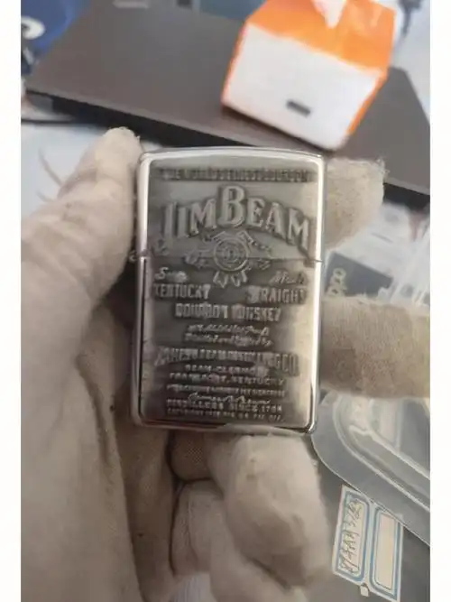 全新96年镀铬镜面沾边贴章zippo打火机