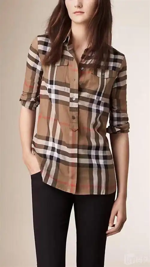 burberry女士长袖经典格衬衫 xs码s码m码l码xl码