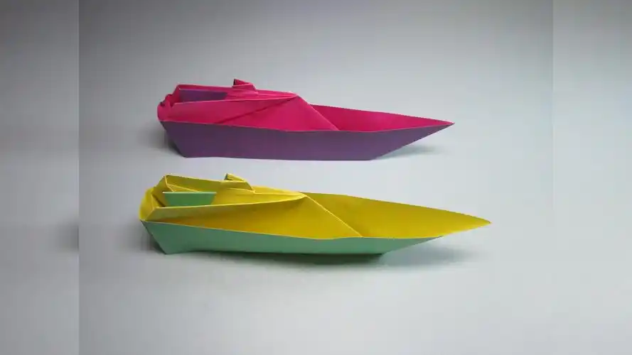 儿童手工折纸船,4分钟学会简单的立体小轮船的折法,纸艺轮渡