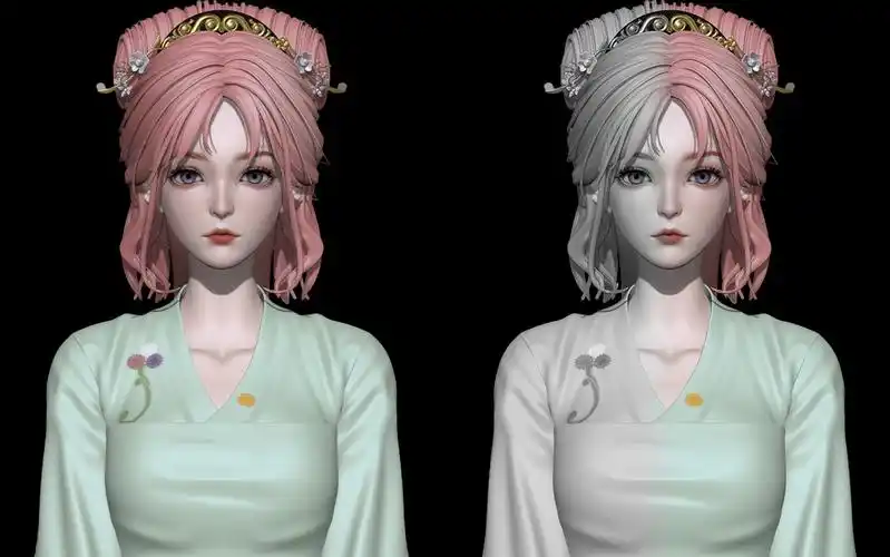 【3d】古风大胸女 zbrush古典女性人物角色建模 女性头发雕刻教学!