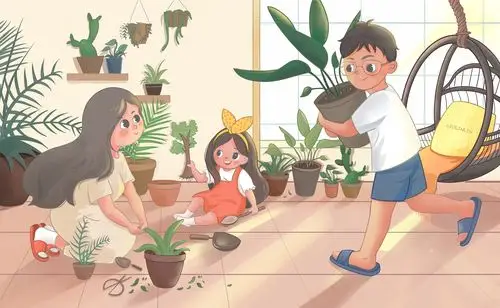 原创人物插画-《一家》