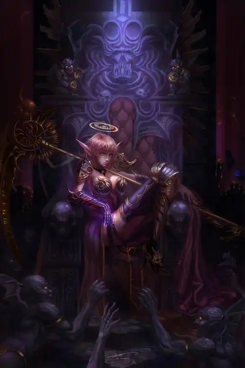 厚涂,插画,角色,写实,妹子,摸鱼,动漫美少女,动漫美女暗影公主