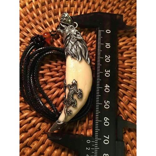 铭闽银狼牙吊坠套藏獒牙 项链镶嵌饰品狗牙 925包银牙尖狼牙银 图一不
