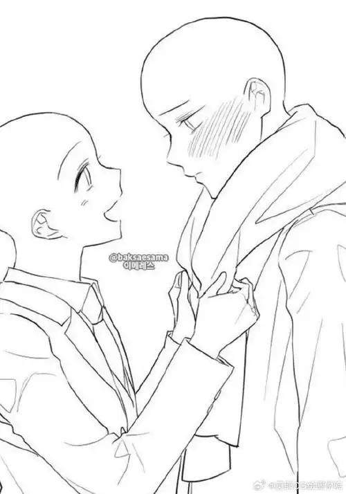 绘画超话#绘画参考##绘画素材#甜甜情侣互动素材