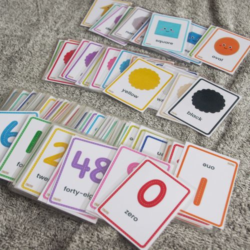 儿童英语单词卡片颜色形状数字1到100英文单词卡片教具闪卡过塑