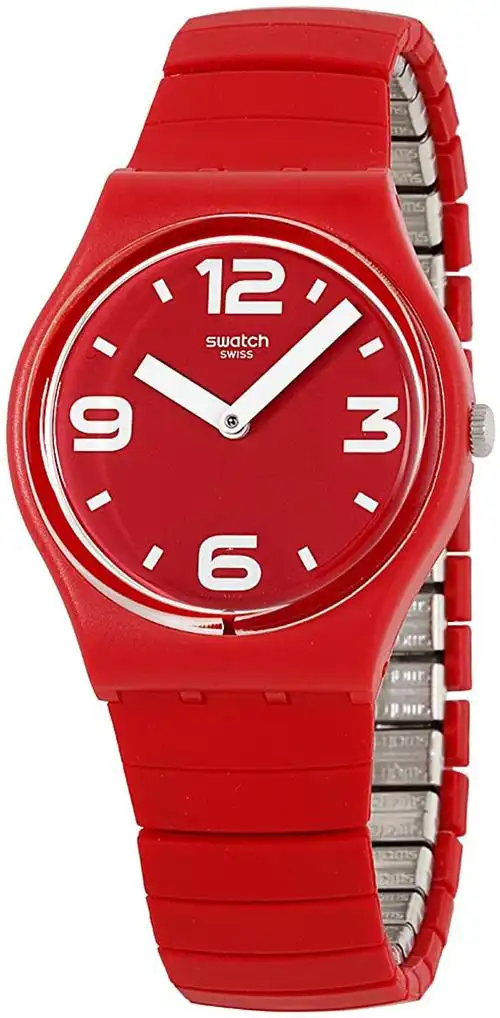 swatch originals chili 红色表盘不锈钢中性款手表 gr173b