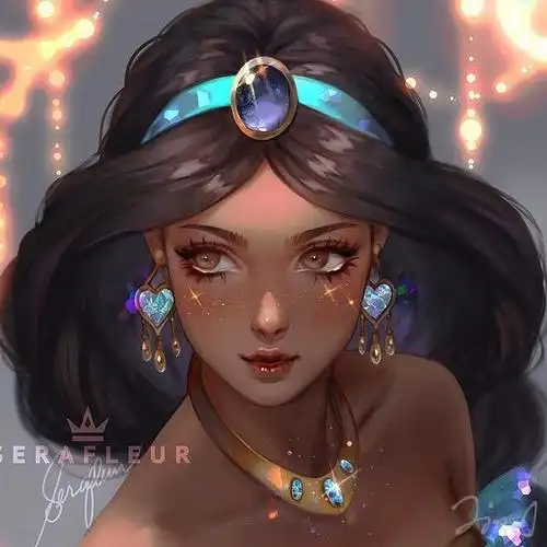 画师绘制绝美迪士尼公主头像,茉莉公主成为最美,艾莎仿佛光天使