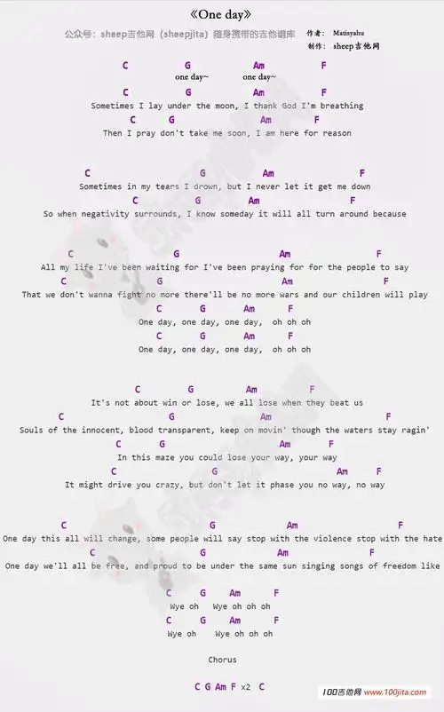 one day 吉他谱_c调吉他弹唱谱_genesis