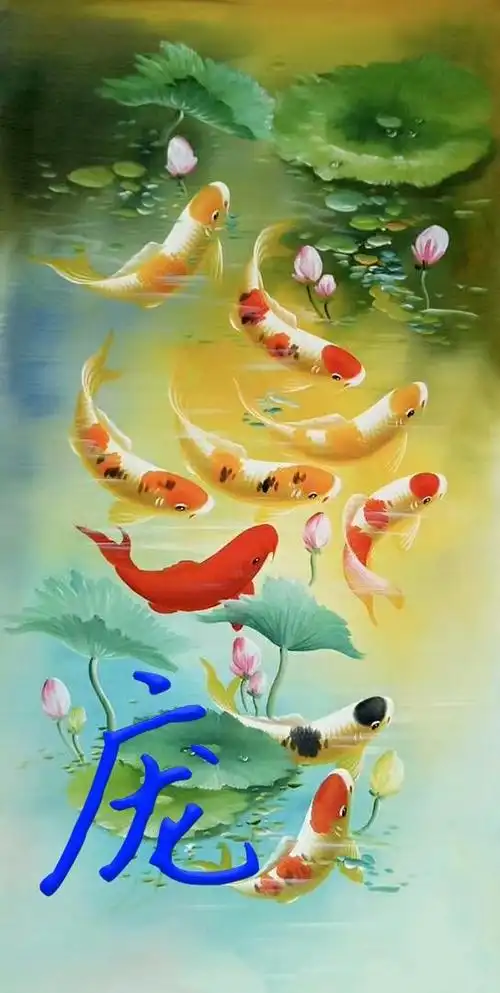 姓氏壁纸,九鱼招财,大富大贵