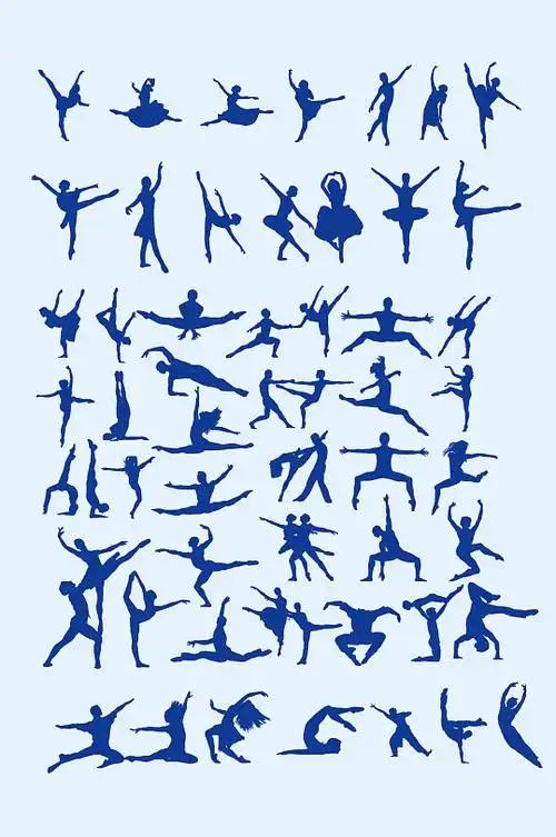 矢量跳舞人物剪影丰富多彩平面剧场元素少儿舞蹈室艺术培训室社团文化