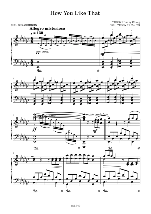 how you like that [进阶版] - blackpink钢琴谱-fanfare-虫虫钢琴