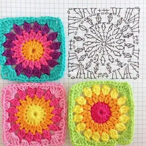 钩针图解·祖母方格·6款