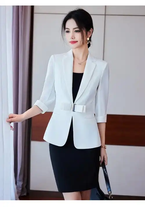女神范气质正装工作服西装外套女夏季修身通勤职业七分袖西服套