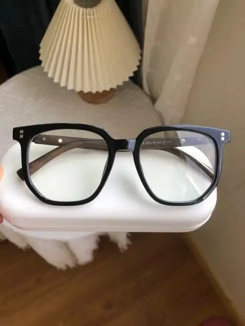 大脸专属眼镜黑框木纹腿