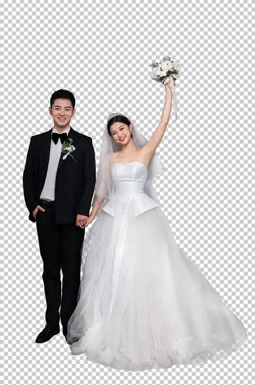 幸福西式婚纱照婚礼男女人物png摄影图