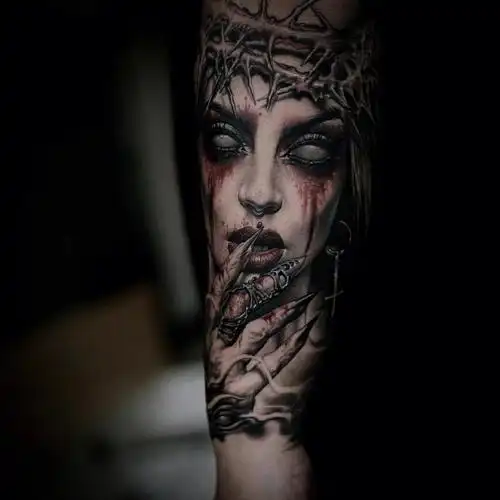 暗黑写实风格纹身