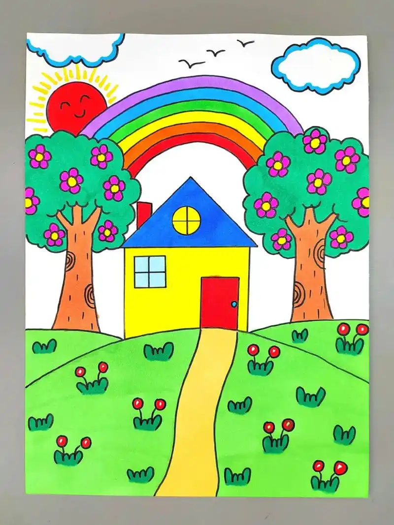 春天简笔画 一起来画春天的风景,简单易学#图文伙伴计划 #春 - 抖音