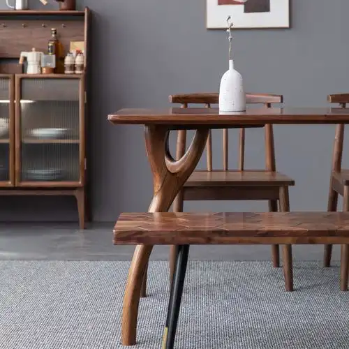 餐桌树杈北欧实木胡桃木加厚小户户型简约现代实木餐桌