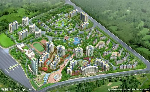 小区全景鸟瞰图图片