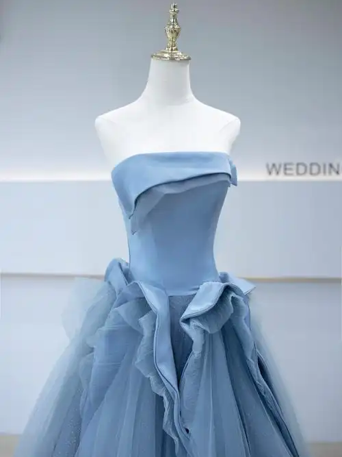 一见倾心的雾霾蓝礼服,调和出静谧的甜美气质96余姚礼服|余姚婚纱