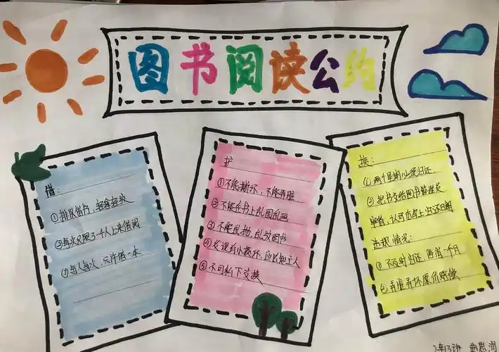 爱护书籍,做文明读者——卓越二年组制作图书借阅公约活动