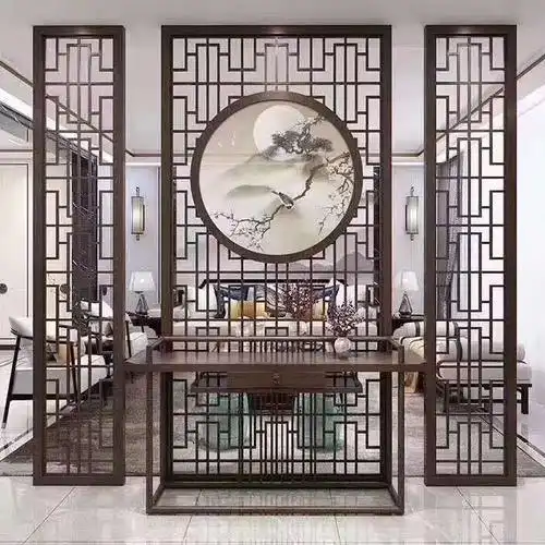 东阳木雕新中式实木花格仿古门窗玄关隔断格栅屏风电视背景墙定做