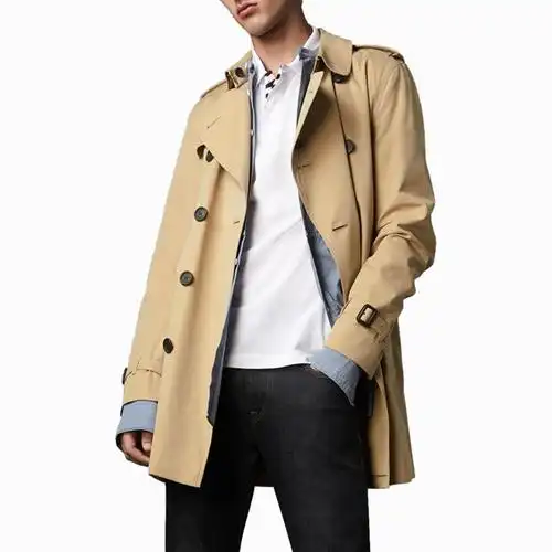 burberry 巴宝莉 男士卡其色纯棉百搭长袖风衣外套