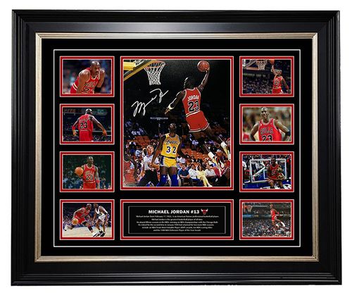 芝加哥公牛23号 迈克尔乔丹亲笔签名照片 装裱 带证书 珍藏