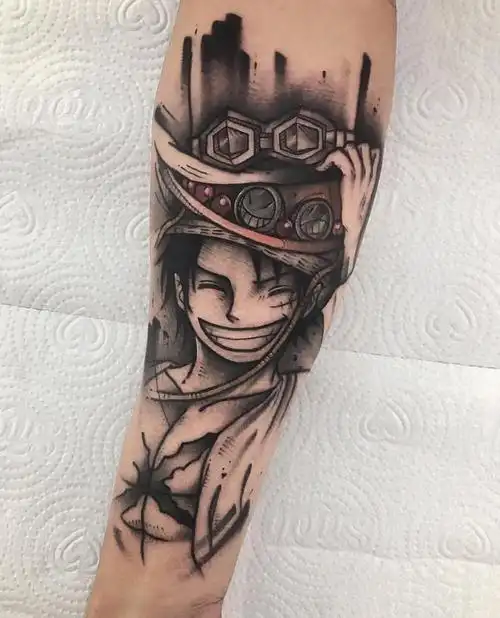 小臂newschool动漫人物路飞纹身图案