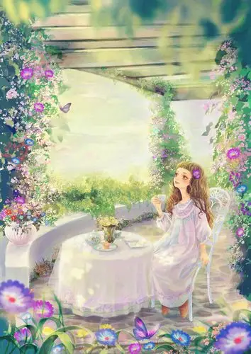 手绘 插画 水粉画 萌系 可爱 壁纸 麽麽 ……………………………治愈