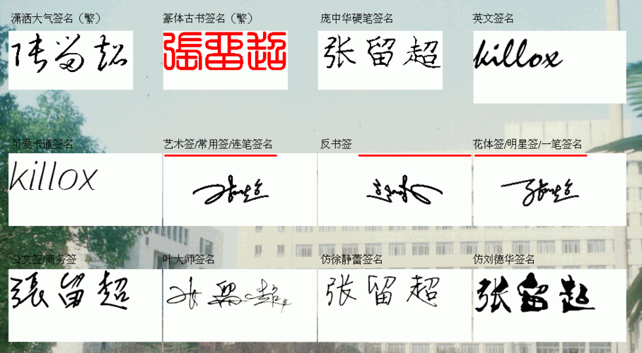 求大师 签名设计 张伟亮 和 黄美英 张留超 谢谢