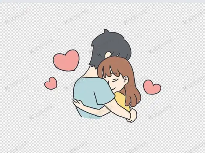 情侣拥抱手绘卡通元素