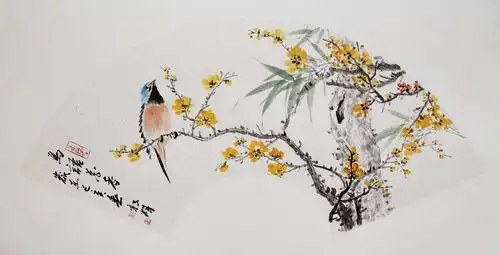 郭辉扇面花鸟画作品