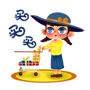 一个人的生活主题之逛超市卡通插画