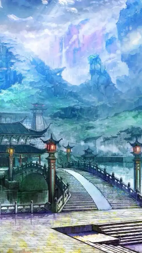 古风 场景 古城 手绘 水墨 京城