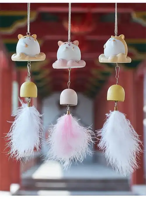 可爱皮皮鼠风铃挂饰门饰创意小铃铛少女心生日礼物房间墙饰挂件