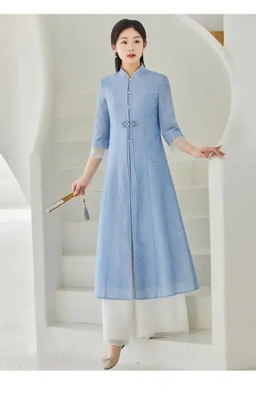 高端中国风女装禅服素衣女禅意中式上衣唐装改良汉服禅修服女茶服