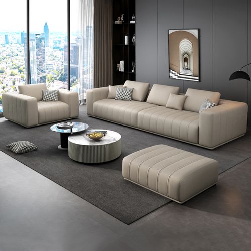 百冠环球 沙发 意式轻奢真皮沙发组合大小户型乳胶免洗沙发现代简约