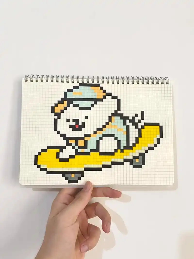 像素画:00线条小狗05.网格本:b5 图纸:94小狗环岛日 - 抖音