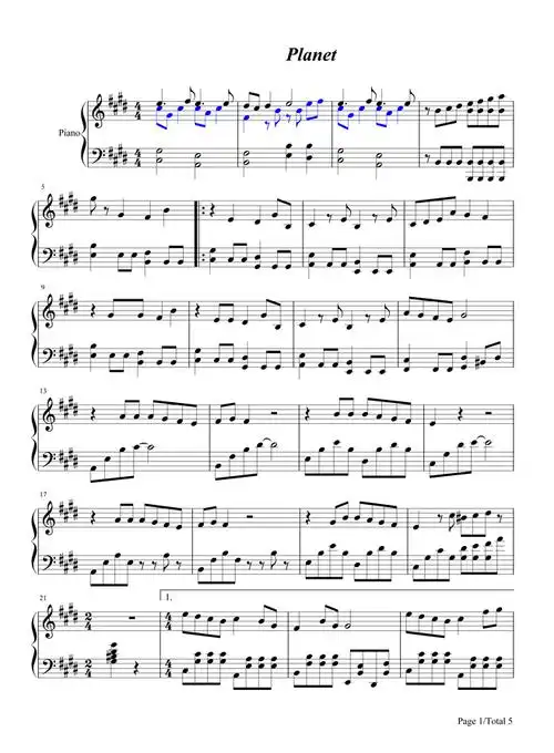 planet-ラムジ 抖音 钢琴谱 五线谱-淘宝网
