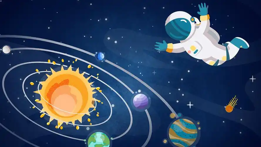 4k浪漫宇宙太阳系行星地球宇航员太空插画背景宇宙背景[mp4 gif]