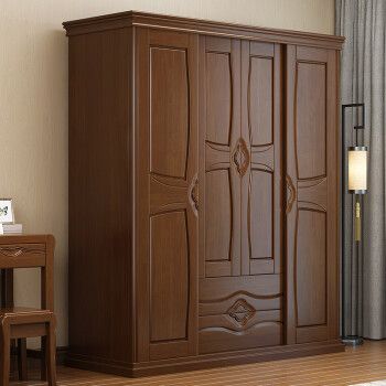 空梦现代中式实木衣柜推拉门简约四门衣柜经济型主卧室婚房大容量衣