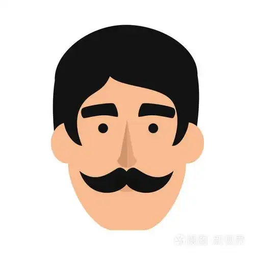 小胡子头像人物矢量插图